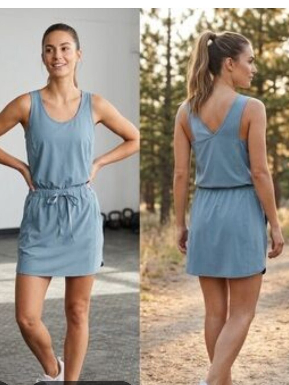 Patagonia Blue Sleeveless Drawstring Active Dress Pockets Size M Athleisure